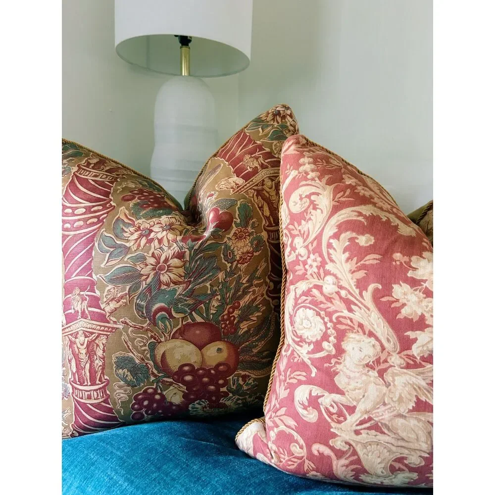 Vintage 90s Bennison Fabrics Linen Pillow